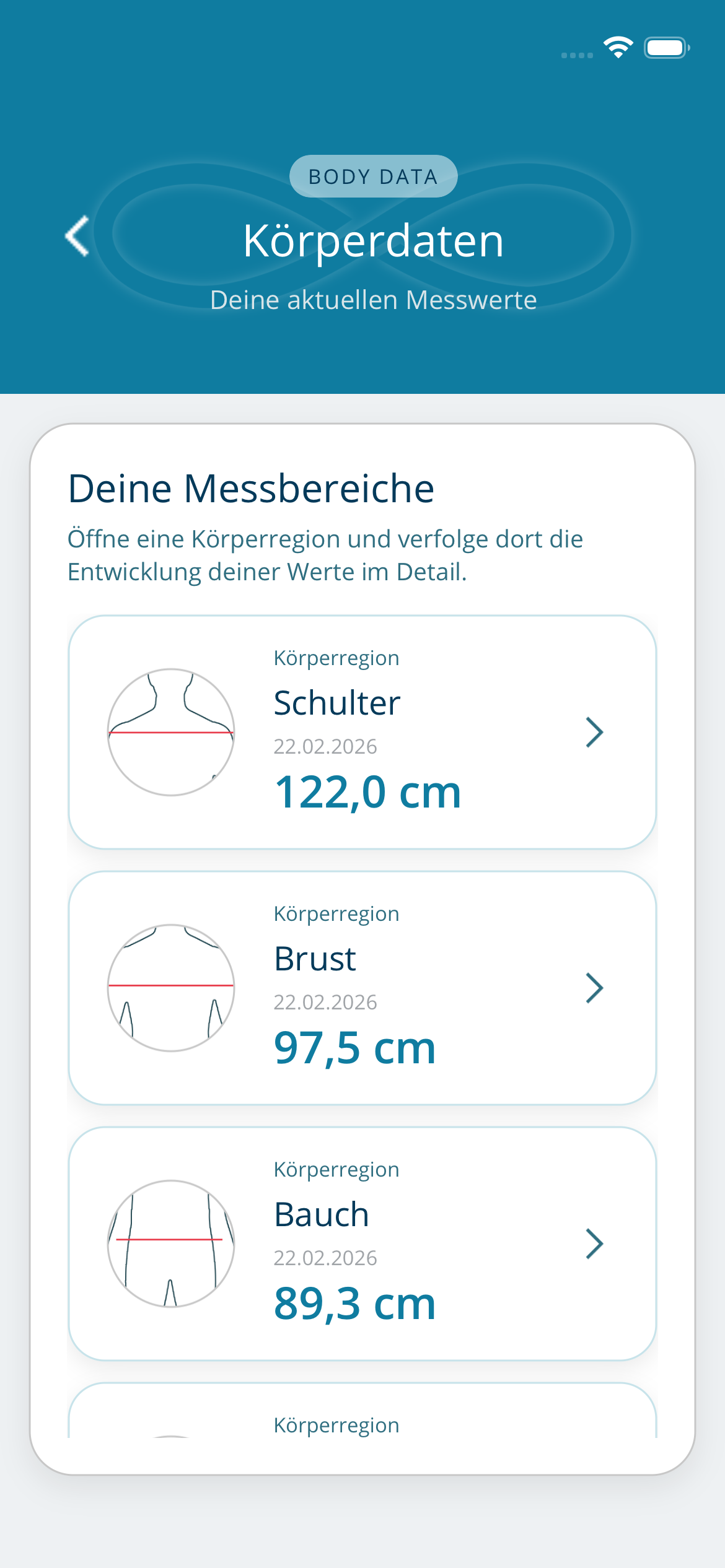 Körperumfänge Screenshot